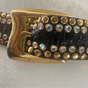 Kippys Black Belt with Gold and Iridescent Studs